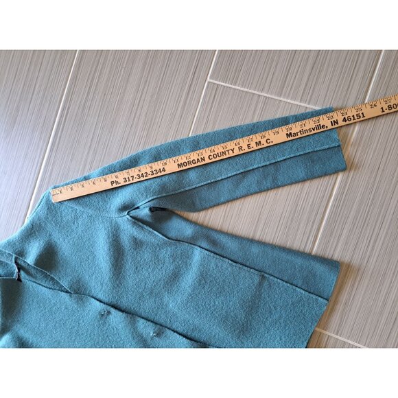 Eileen Fisher Boiled Wool Jacket Snap Closure Womens PM Teal Blue - Picture 11 of 11